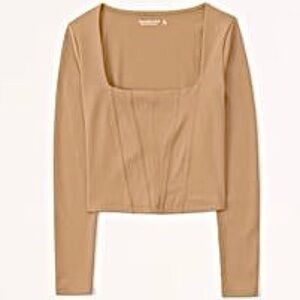 Abercrombie & Fitch Soft AF Collection Long Sleeve Corset Bodice Top Stretchy!